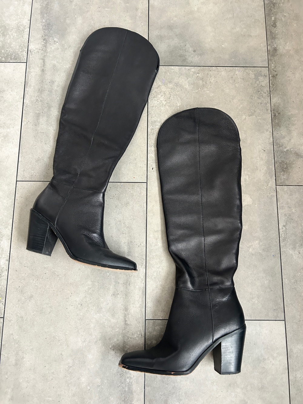 Jessica Simpson raven black tall over the knee leather boots 8.5